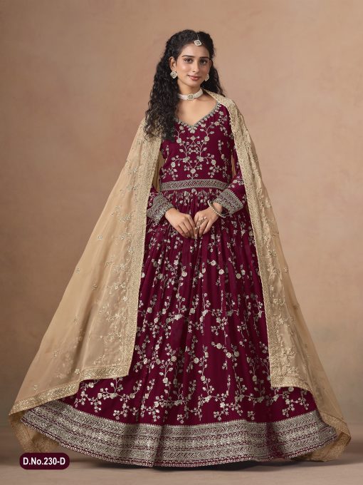 Maroon Color Beautiful Anarkali Dress in Georgette Fabric