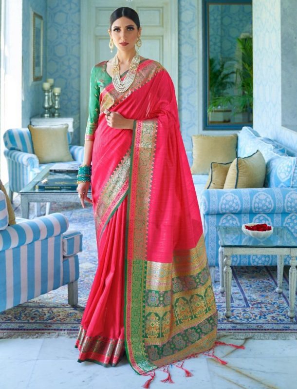 Traditional Hot Pink Katriya Silk Saree - Sarees Designer Collection