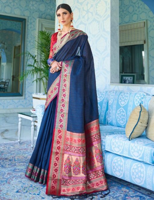 Traditional Blue Katriya Silk Saree