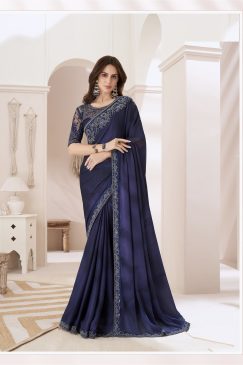 Chiffon Fabric Beautiful Saree in Blue