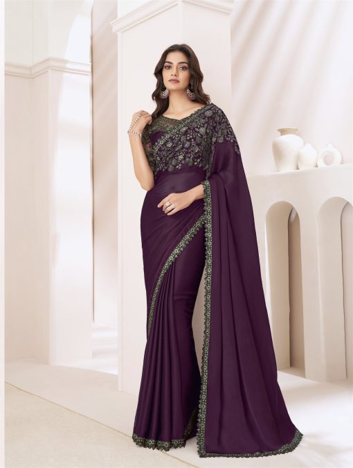 Cherry Sartin chiffon Saree in Brown
