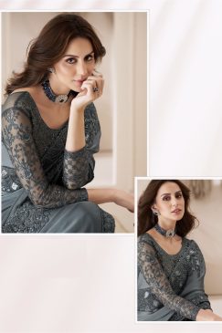 Alternative view of Majestic Sartin Georgette silk saree in Grey