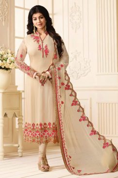 Ayesha Takia Cream Georgette Straight Suit