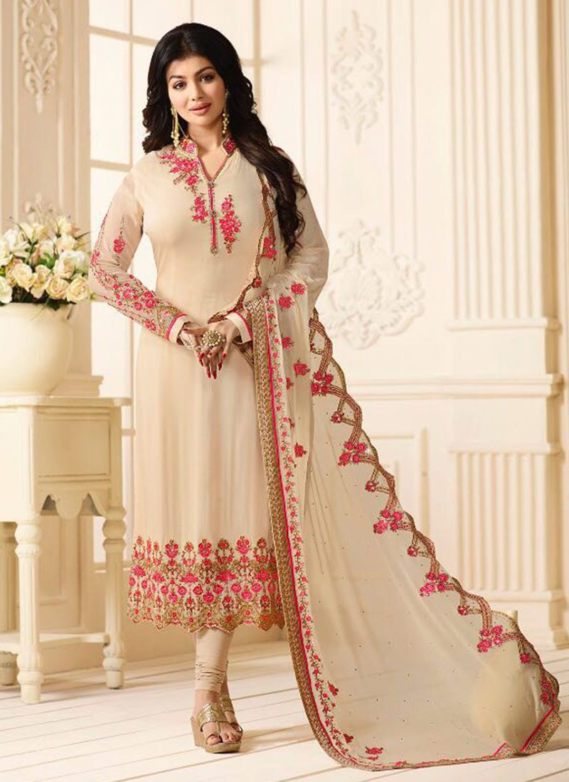 Ayesha Takia Cream Georgette Straight Suit