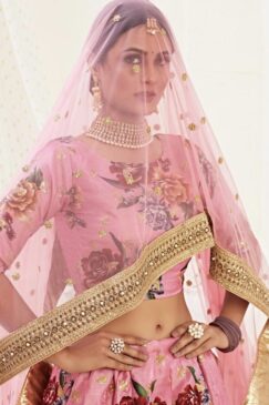 Alternative view of Pink Floral Print Banglori Lehenga Choli