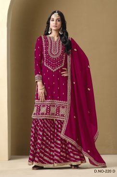 Alternative view of Rani Pink Color Heavy Sharara Wedding Wear Suit For Family Function