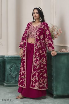 Alternative view of Maroon Color Beautiful Partywear Top BLouse Plazo in Georgette Fabric