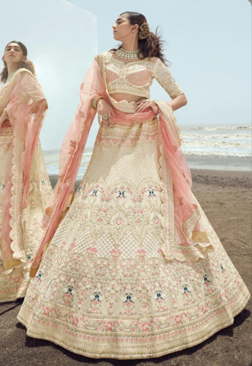 White Heavy Bridal Lehenga Choli