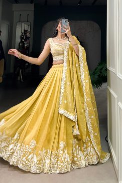 Yellow Color Beautiful Golden Glow and Embroidered Charm lehenga choli