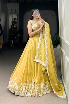 Alternative view of Yellow Color Beautiful Golden Glow and Embroidered Charm lehenga choli