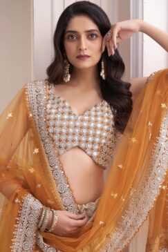 Alternative view of Yellow Georgette Embroidered Lehenga Choli