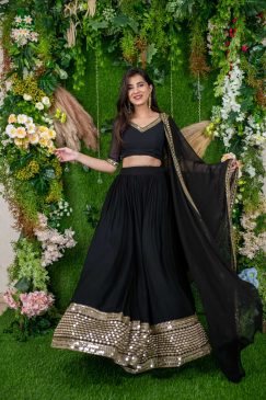 BlackColor Beautiful Partywear Lehenga Choli