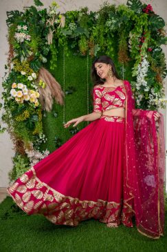 Pink Color Beautiful Partywear Lehenga Choli