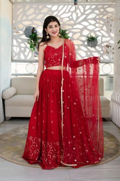 Alternative view of Red Color Beautiful Partywear Lehenga Choli