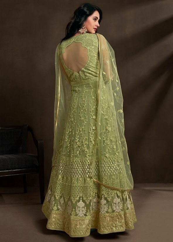 parrot green anarkali suit