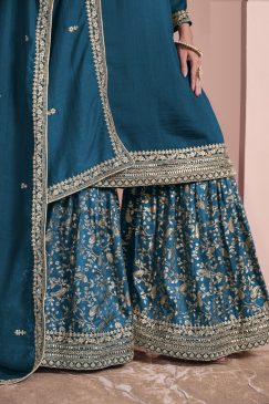 Alternative view of Morptich Color Partywear Plazo Suit In Silk Fabric Wedding Function