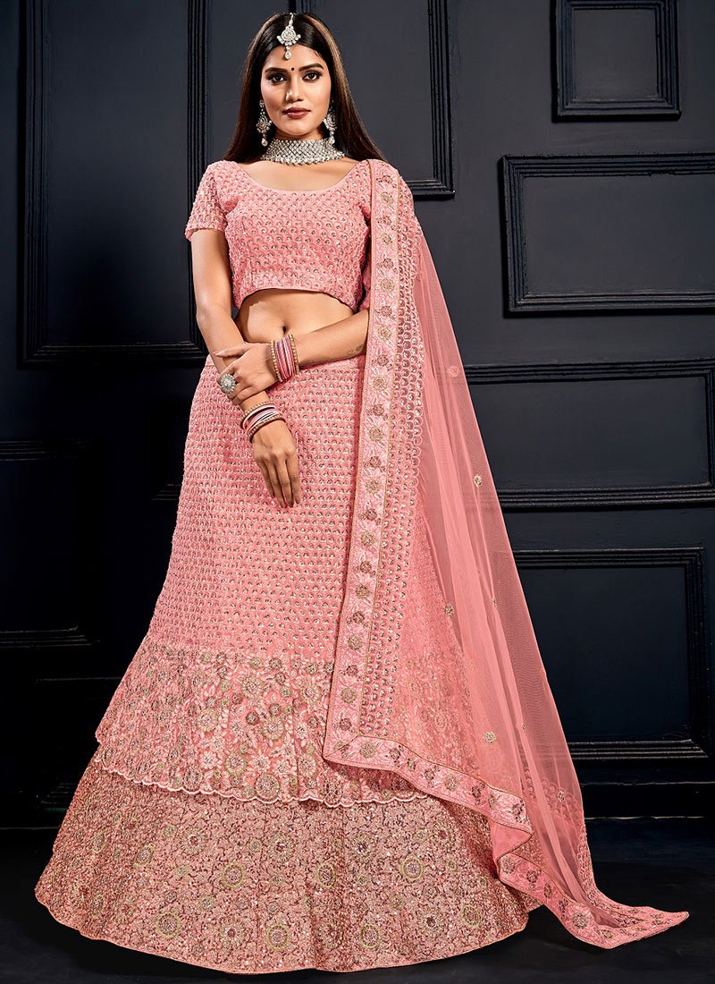 pink velvet bridal lehenga