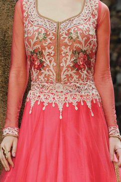 Alternative view of Pink Net Long Anarkali Gown