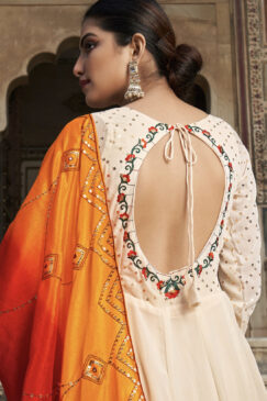 Alternative view of Off White Embroidered Anarkali Suit