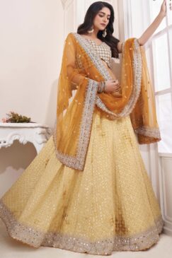 Yellow Georgette Embroidered Lehenga Choli