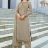 Grey Georgette Embroidered Pant Suit