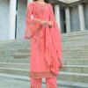 Pink Georgette Embroidered Pant Suit