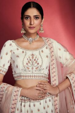 Alternative view of White Heavy Embroidered Bridal Lehenga Choli