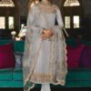 Pale Grey Tussar Silk Straight Cut Pant Suit