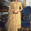 Yellow Tussar Silk Straight Cut Pant Suit