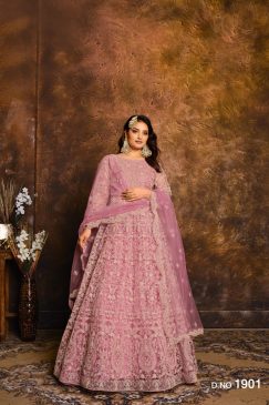 Beautiful Net Fabric Anarkali Dress with Embroidery work