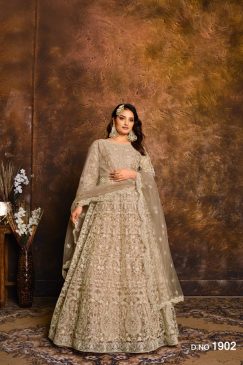 Beautiful Net Fabric Anarkali Dress with Embroidery work