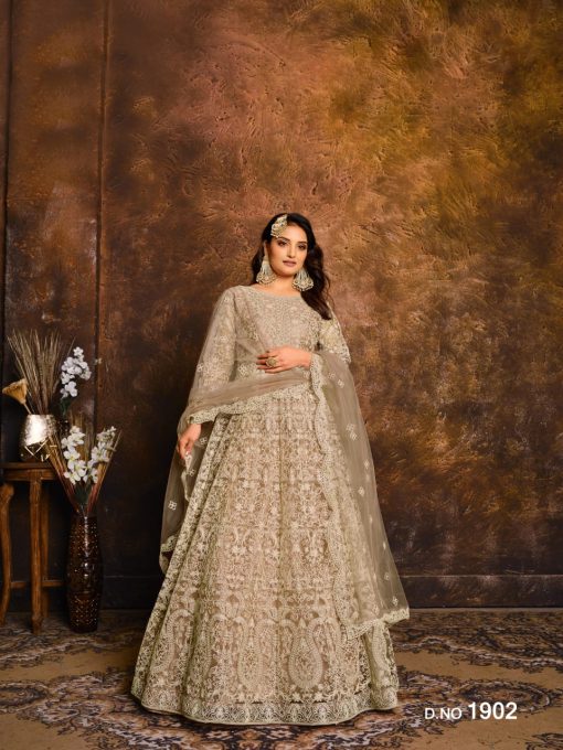 Beautiful Net Fabric Anarkali Dress with Embroidery work