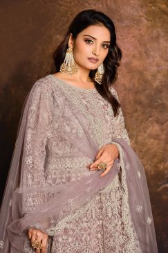 Alternative view of Beautiful Net Fabric Anarkali Dress with Embroidery work