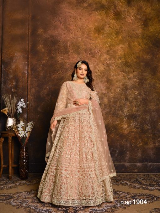 Beautiful Net Fabric Anarkali Dress with Embroidery work