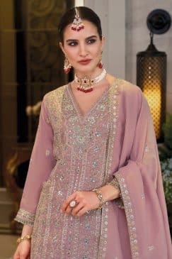 Alternative view of Peach Color Beautiful Dress in simar fabric