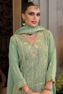 Alternative view of Lite Green Color Beautiful Dress in simar fabric