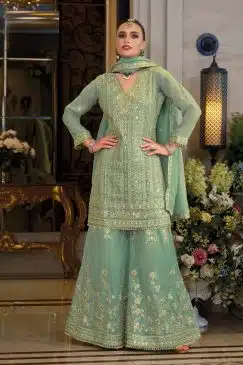 Lite Green Color Beautiful Dress in simar fabric