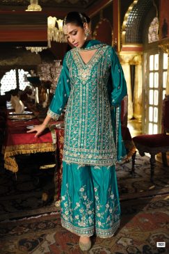 Sky Blue Color Beautiful Partywear Dress