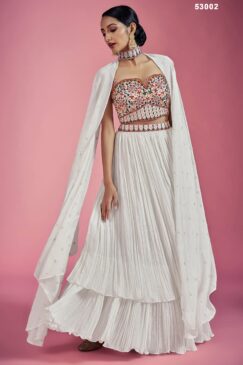 White Embroidered Party Wear Lehenga Choli