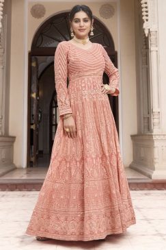 Peach Georgette Anarkali Suit