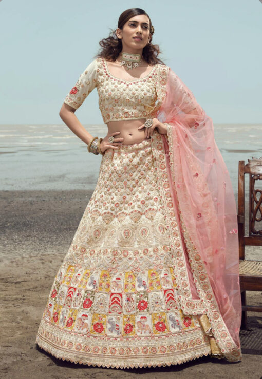White Georgette Heavy Bridal Lehenga Choli