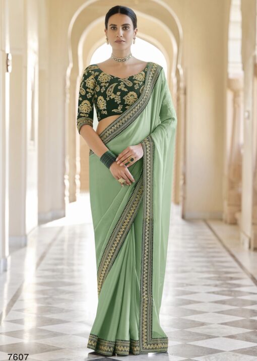 Green Organza Wedding Saree