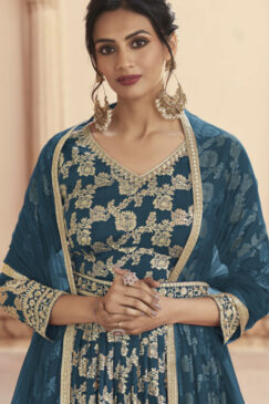 Alternative view of Blue Embroidered Floor Length Anarkali Suit