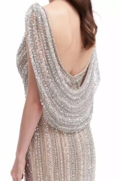 Alternative view of Heavily Beaded Crystal Long Evening Gown