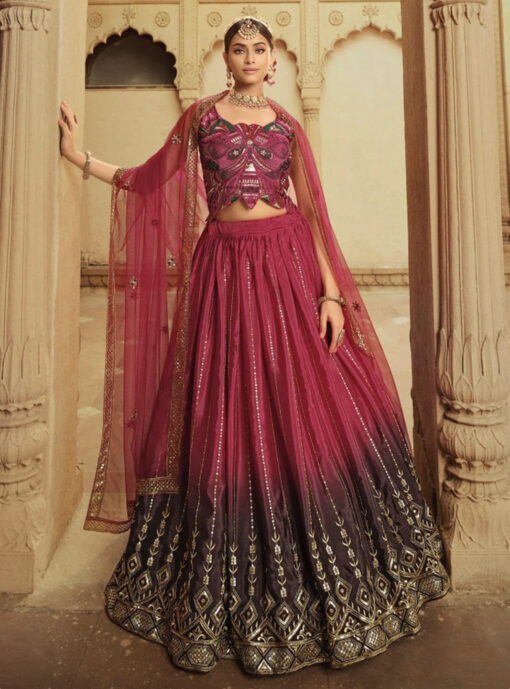 Deep Pink Silk Lehenga Choli