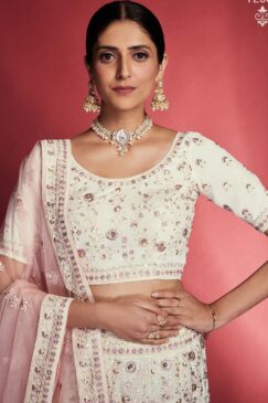 Alternative view of White Heavy Embroidered Bridal Lehenga Choli