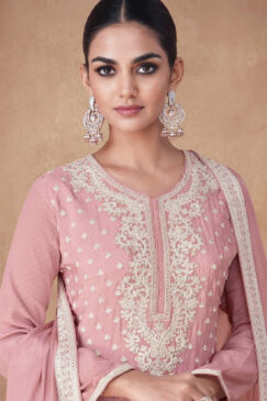 Alternative view of Pink Chiffon Embroidered Palazzo Suit
