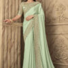 Mint Green Fancy Silk Saree With Designer Blouse