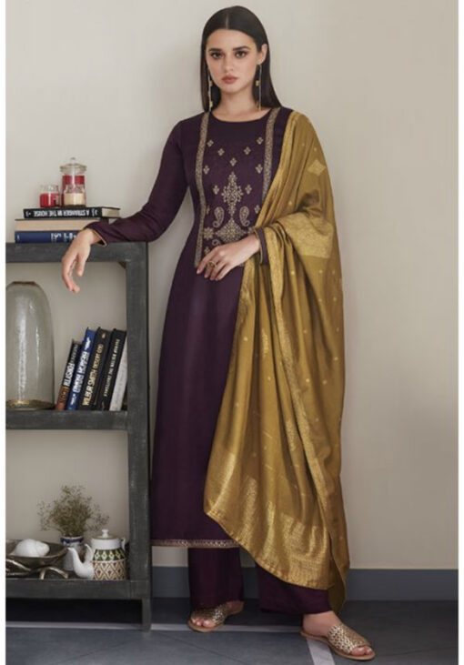 Burgundy Silk Palazzo Suit