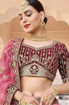 Alternative view of Pink Silk Bridal Lehenga Choli